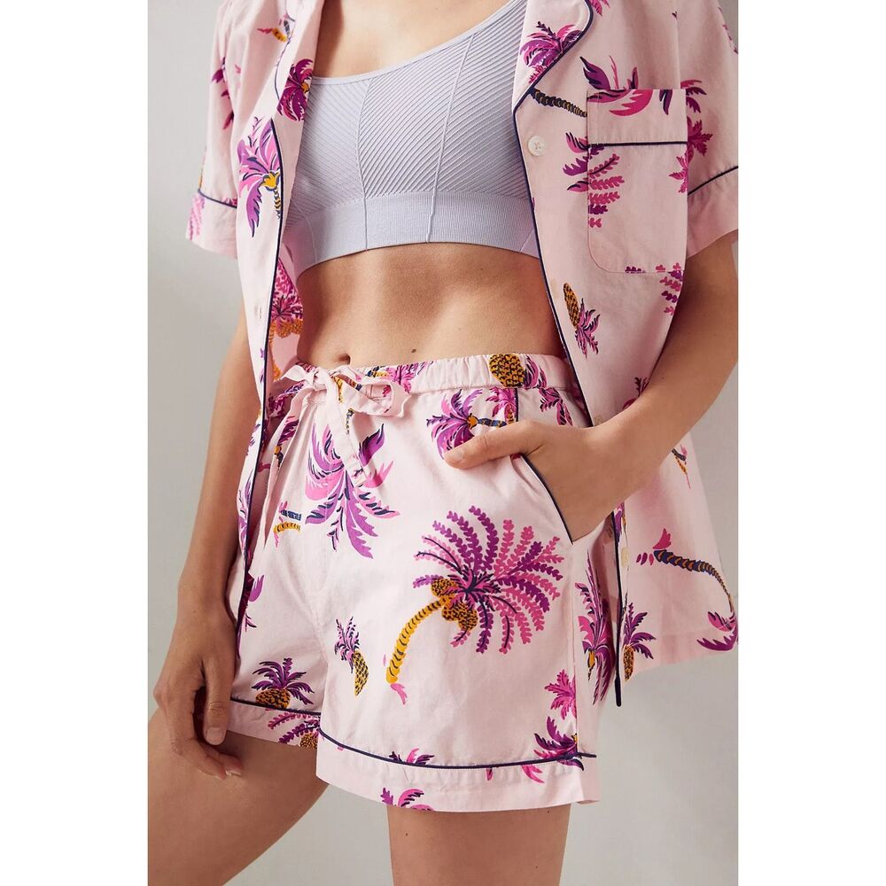 Anthropologie Print Fresh Palm Trees Pajama Shorts Size Medium